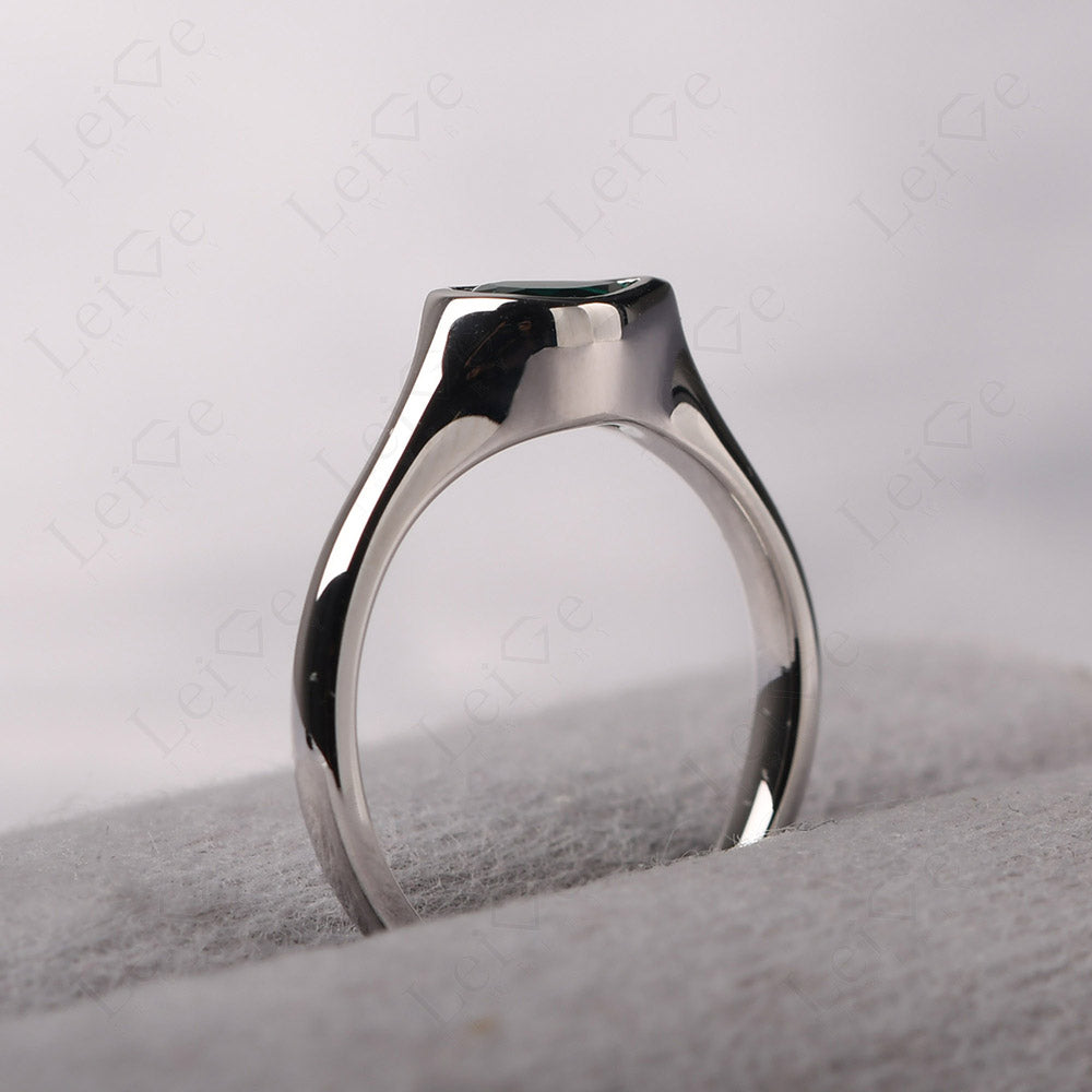Horizontal Pear Emerald Engagement Ring