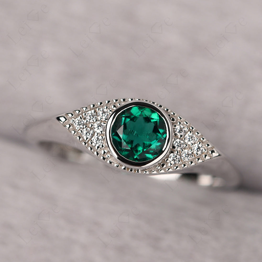 Emerald Ring Evil Eye Ring Yellow Gold