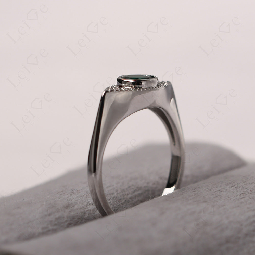 Emerald Ring Evil Eye Ring Yellow Gold