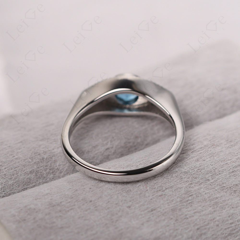 Swiss Blue Topaz Ring Evil Eye Ring Yellow Gold