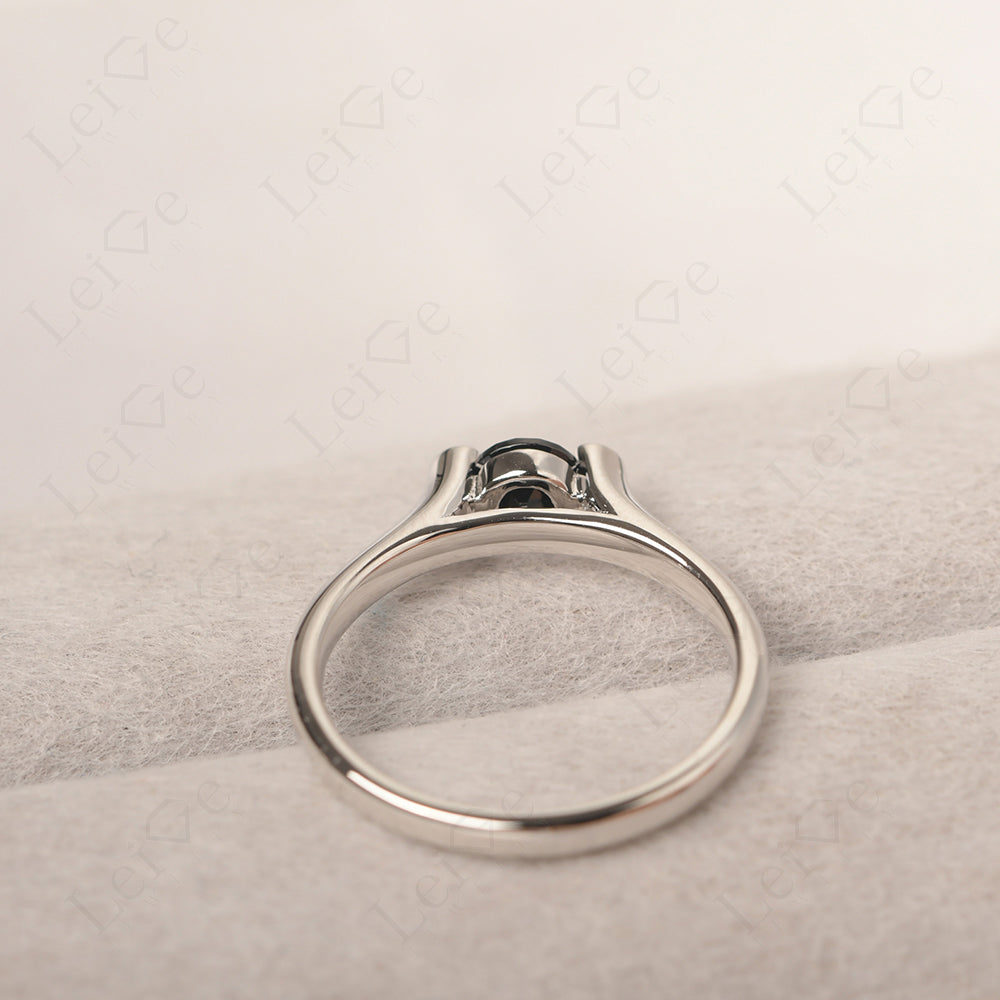 Dainty Black Spinel Ring Solitaire Engagement Ring