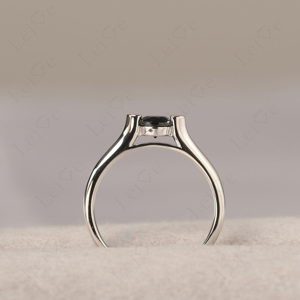 Dainty Black Spinel Ring Solitaire Engagement Ring