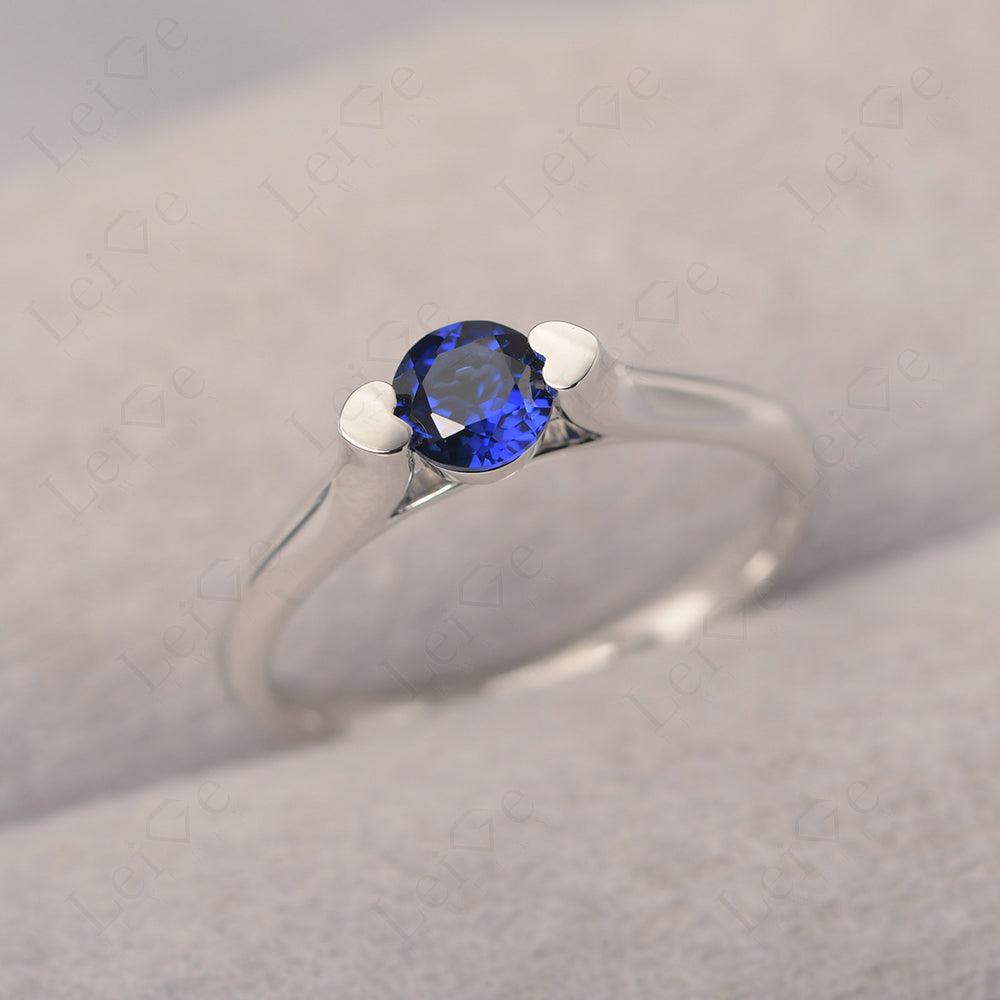 Dainty Sapphire Ring Solitaire Engagement Ring