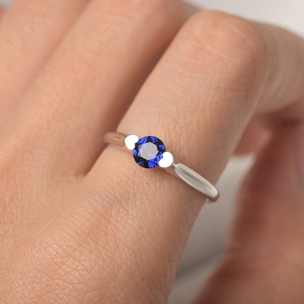 Dainty Sapphire Ring Solitaire Engagement Ring