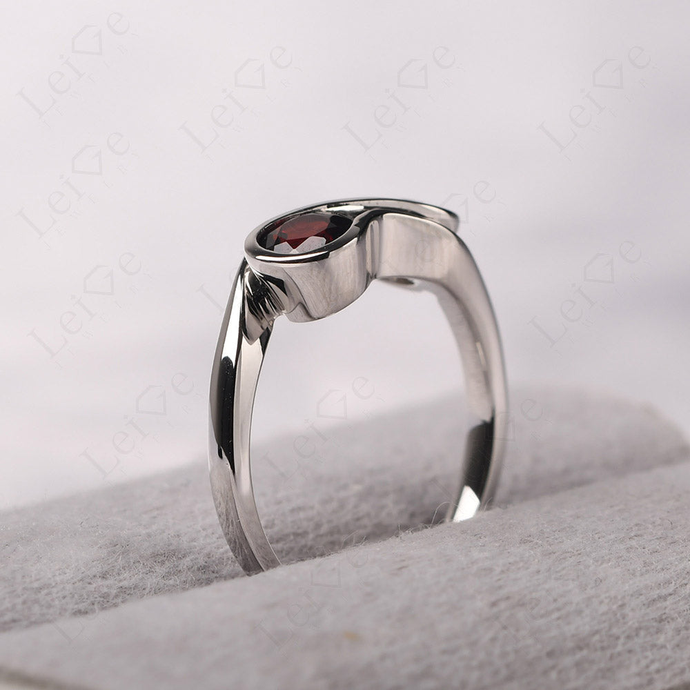 Cubic Zirconia And Garnet Ring Double Stone Engagement Ring