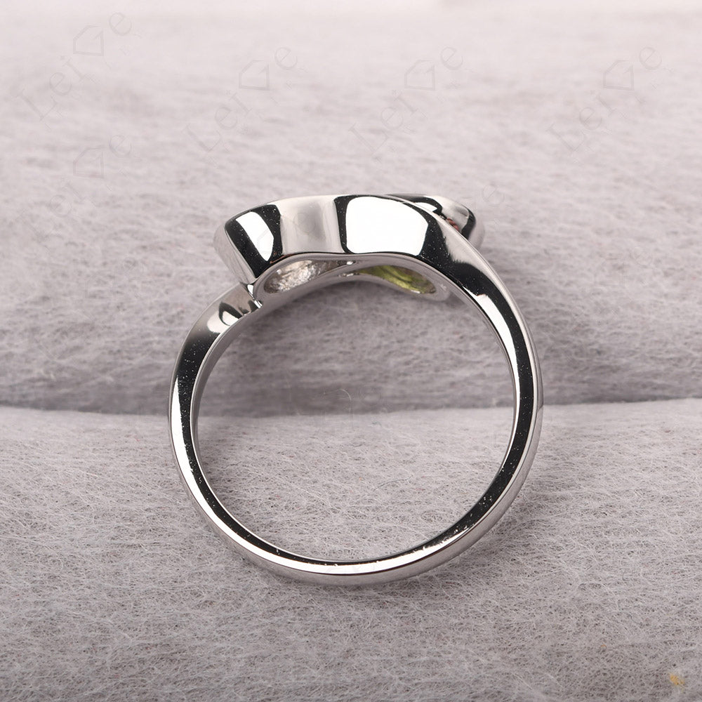 Cubic Zirconia And Peridot Ring Double Stone Engagement Ring