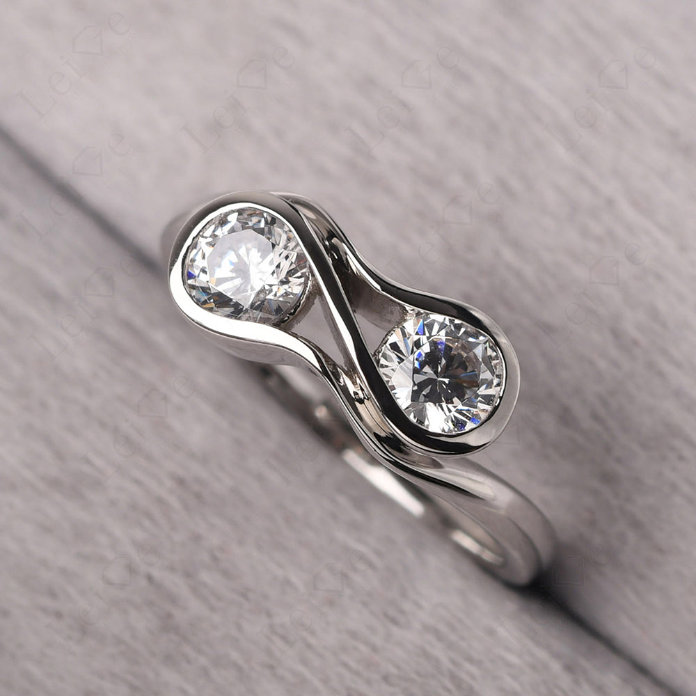 Cubic Zirconia Ring Double Stone Engagement Ring