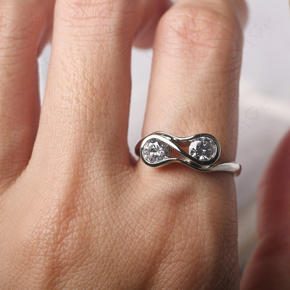 Cubic Zirconia Ring Double Stone Engagement Ring