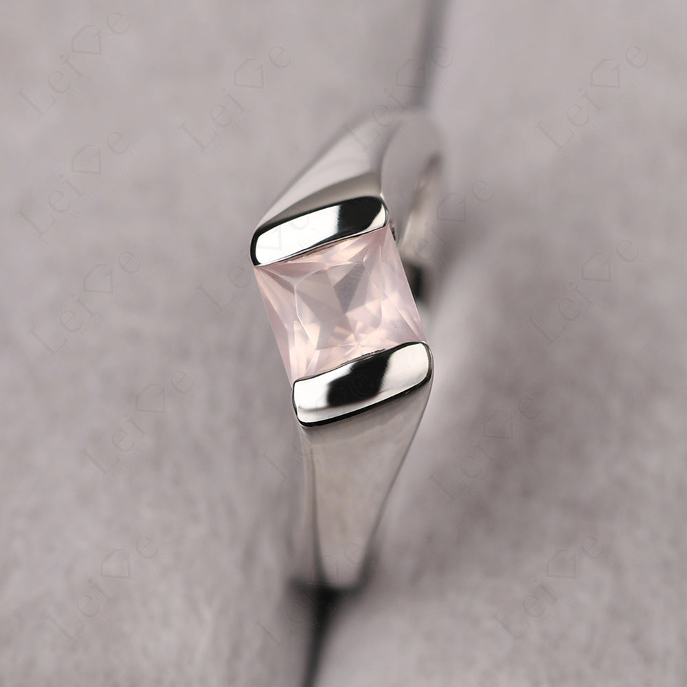 Mens Rose Quartz Ring Sterling Silver