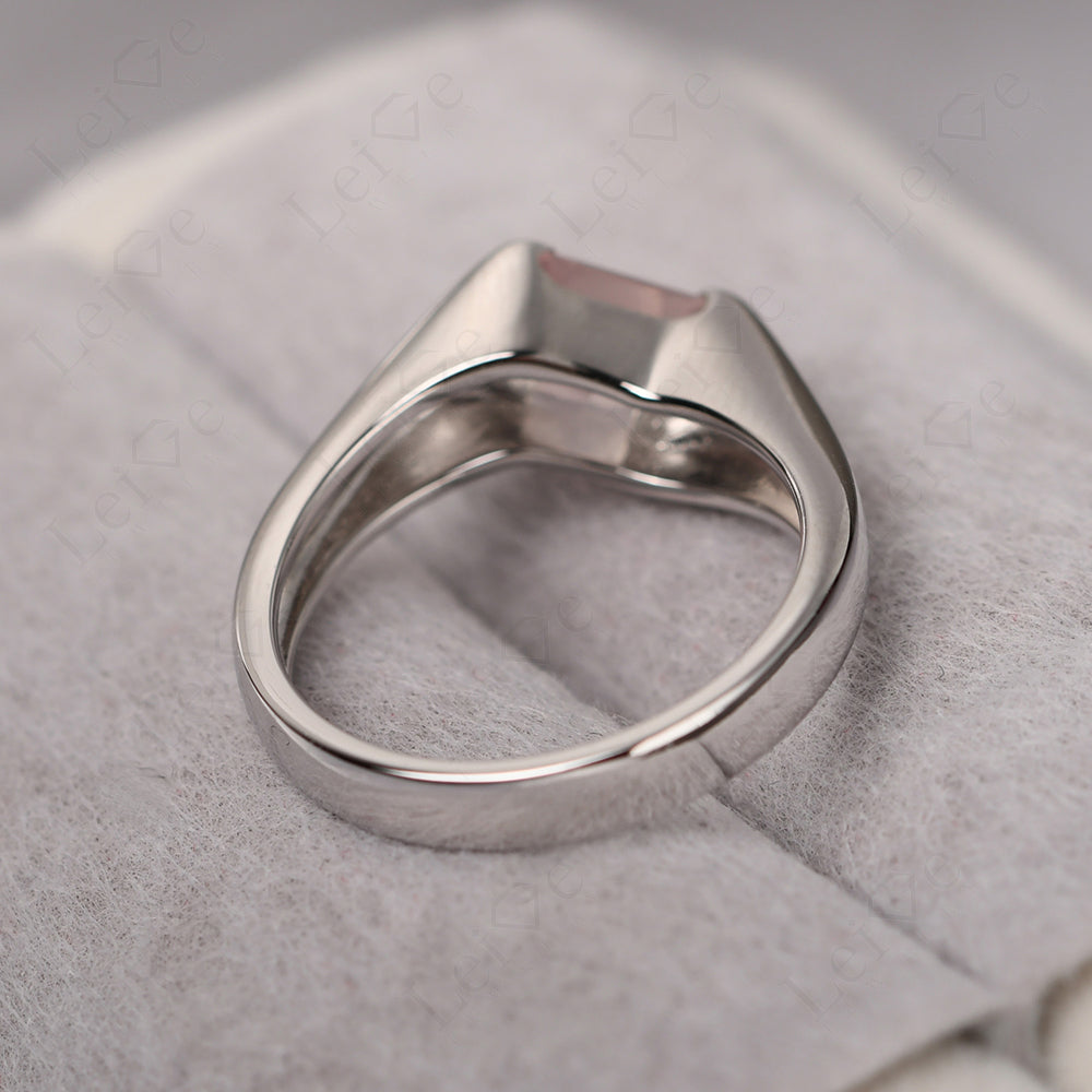Mens Rose Quartz Ring Sterling Silver