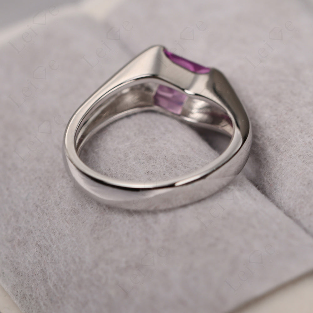 Mens Pink Sapphire Ring Sterling Silver