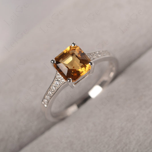 Citrine Ring Asscher Cut Engagement Ring