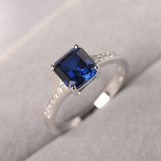 Sapphire Ring Asscher Cut Engagement Ring