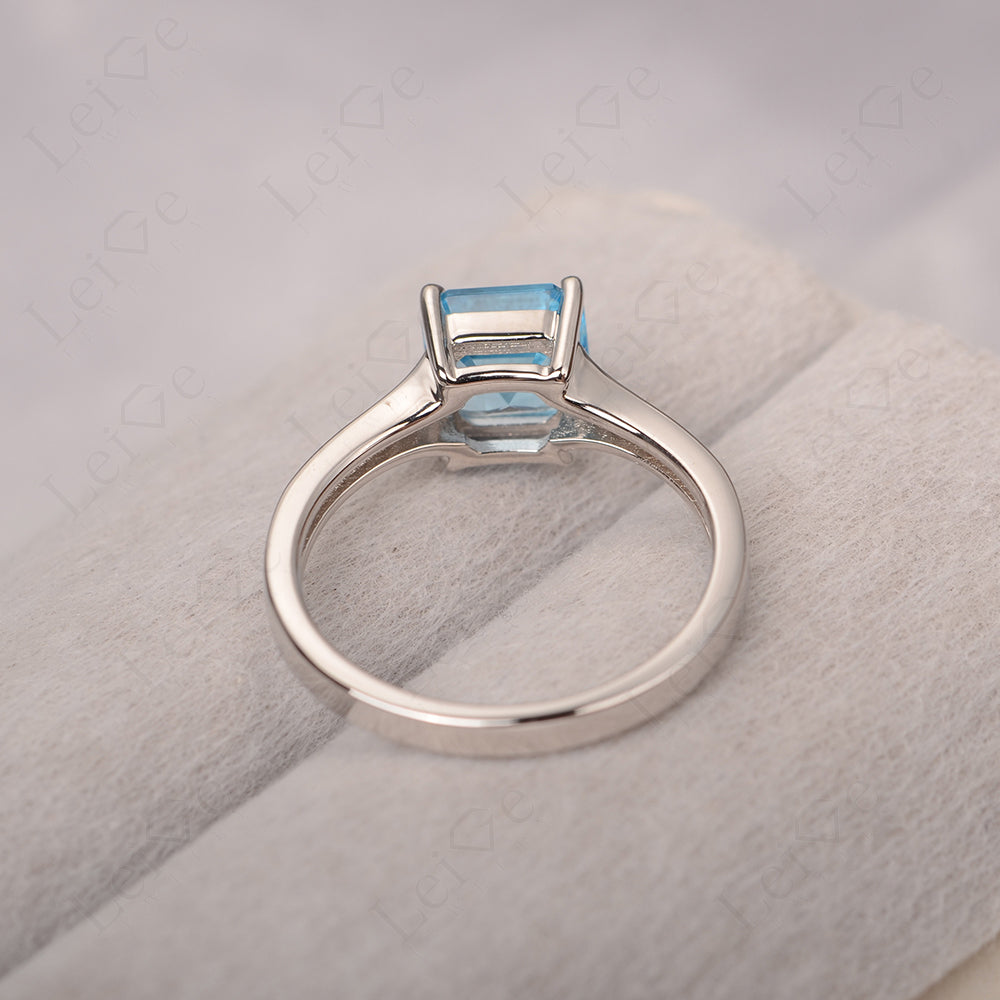 Swiss Blue Topaz Ring Asscher Cut Engagement Ring
