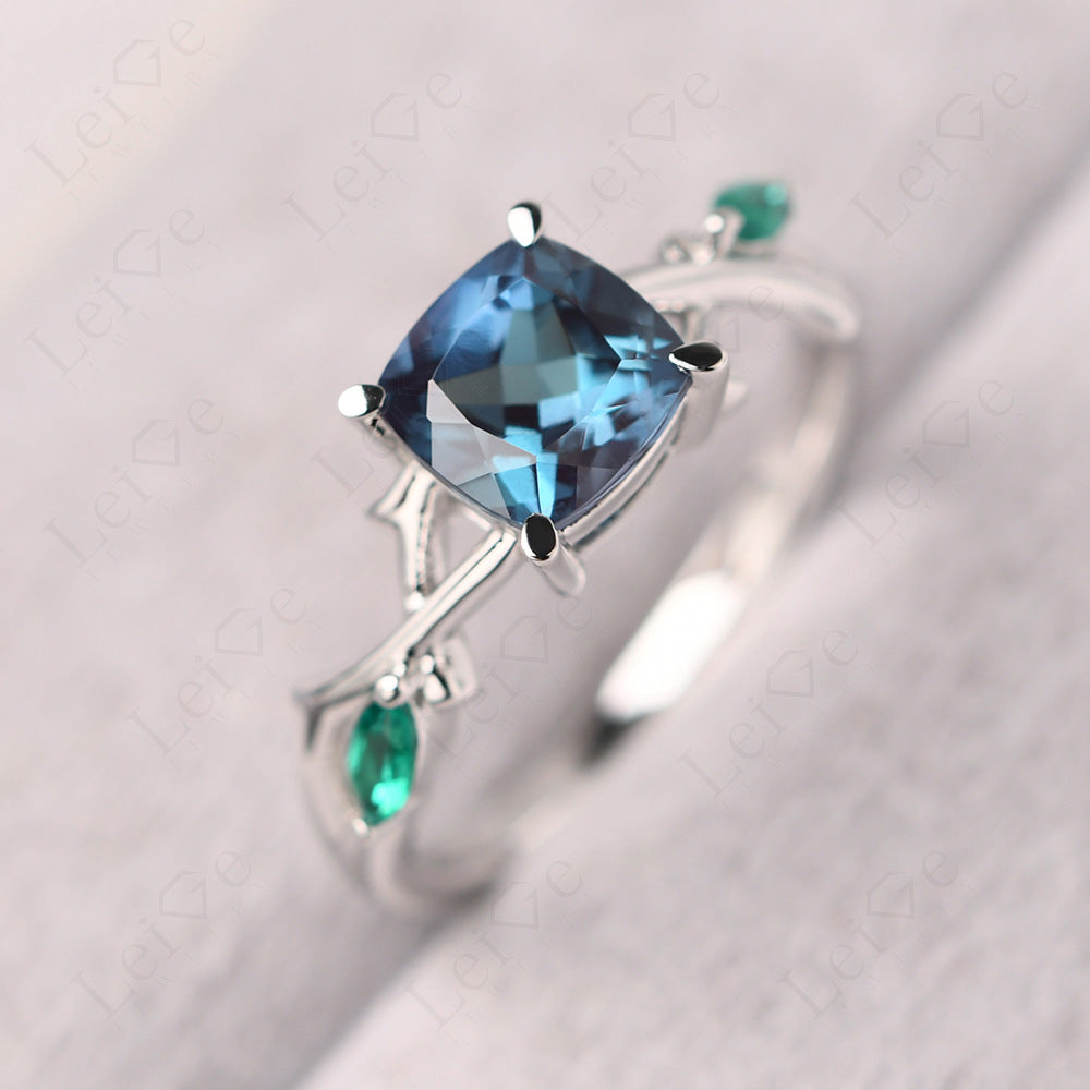 Cushion Cut Alexandrite Ring