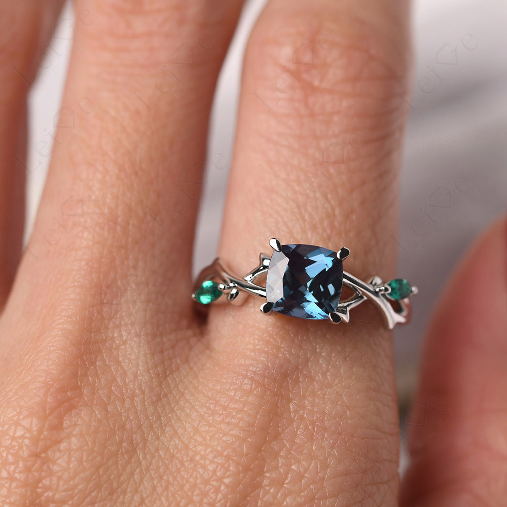 Cushion Cut Alexandrite Ring