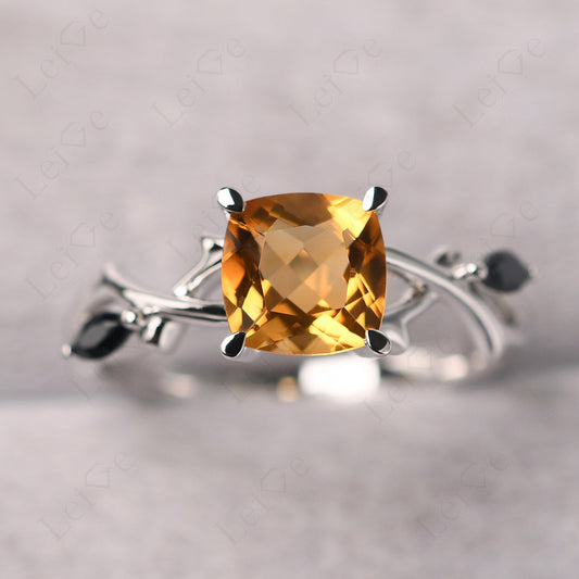 Cushion Cut Citrine Ring