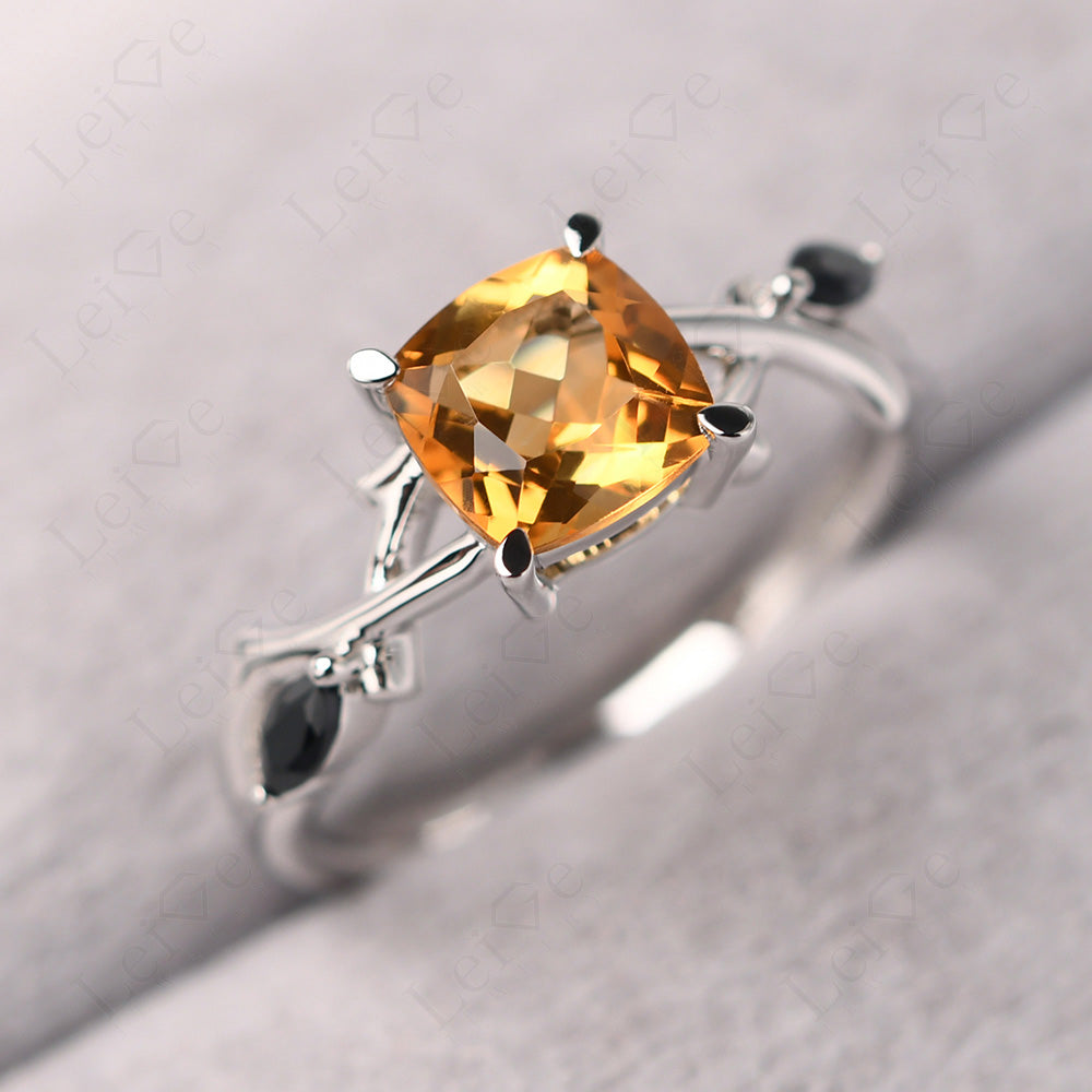 Cushion Cut Citrine Ring