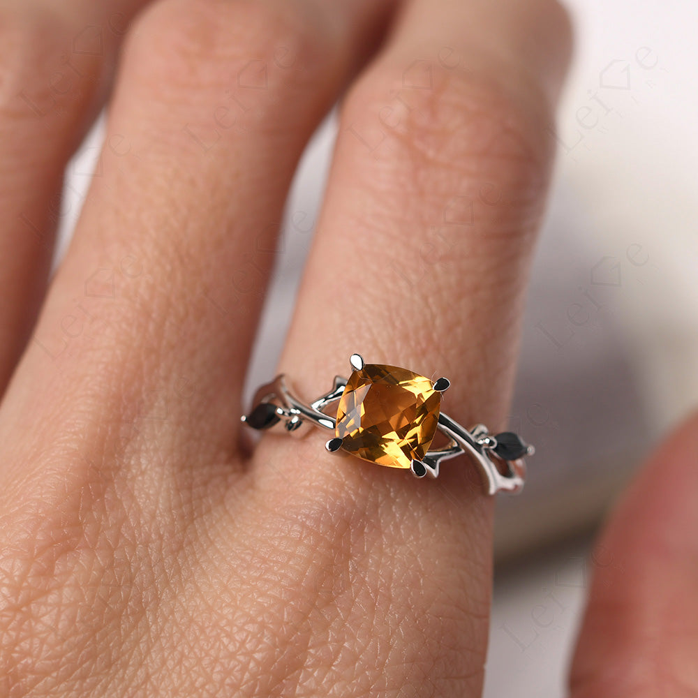 Cushion Cut Citrine Ring