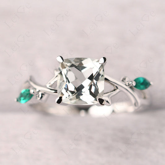 Cushion Cut Green Amethyst Ring