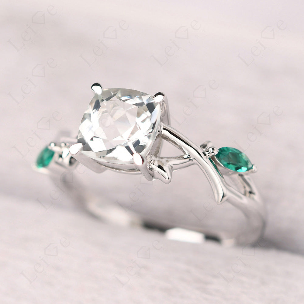 Cushion Cut White Topaz Ring