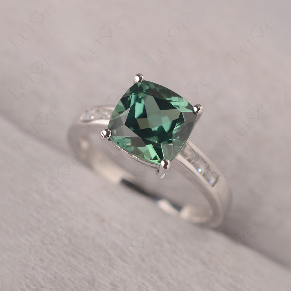 Cushion Cut Green Sapphire Engagement Ring Gold