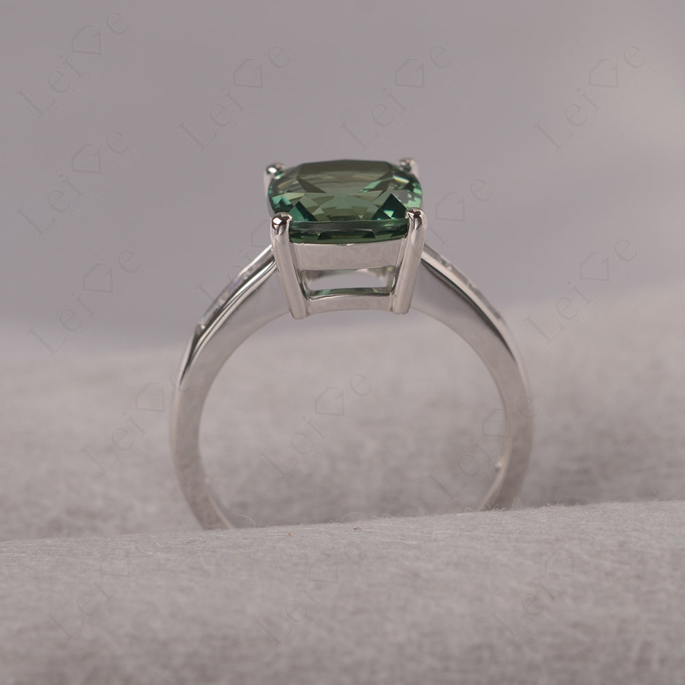 Cushion Cut Green Sapphire Engagement Ring Gold
