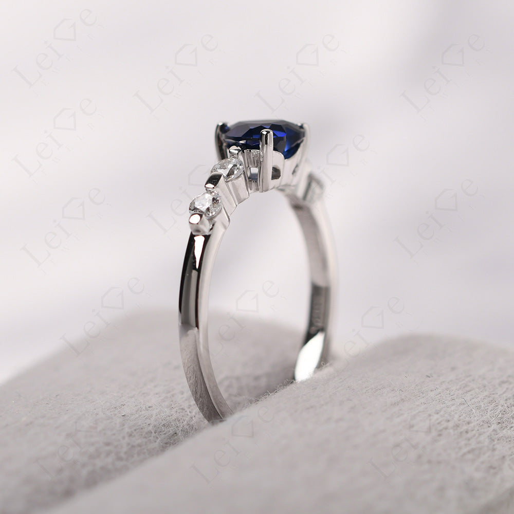 Dainty Heart Sapphire Engagement Ring