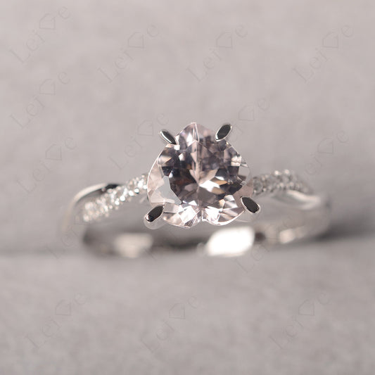 Twisted Heart Shaped Morganite Ring White Gold