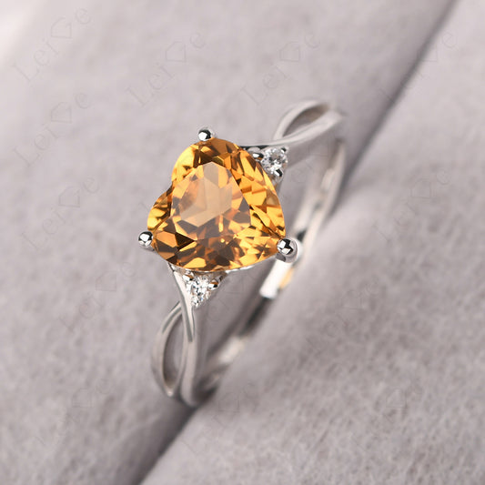 Heart Cut Citrine Ring