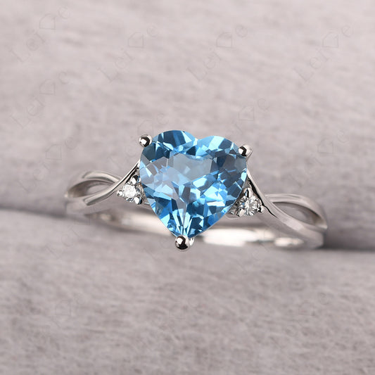 Heart Cut Swiss Blue Topaz Ring