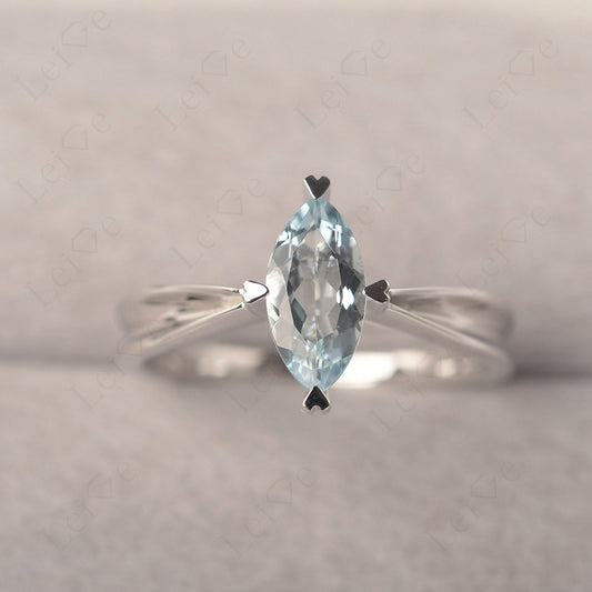 Aquamarine Wedding Ring Marquise Solitaire Ring