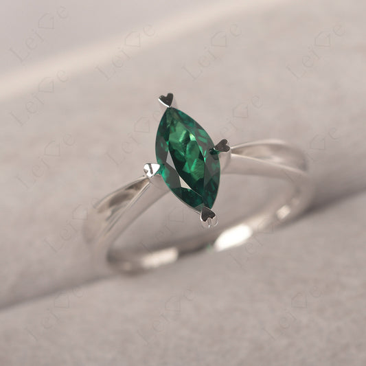 Emerald Wedding Ring Marquise Solitaire Ring