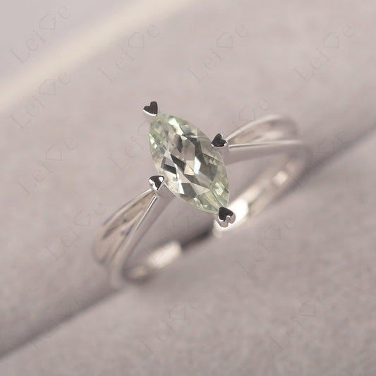 Green Amethyst Wedding Ring Marquise Solitaire Ring