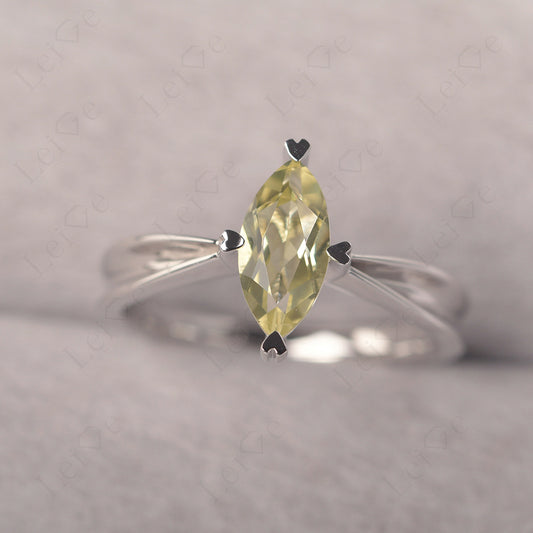 Lemon Quartz Wedding Ring Marquise Solitaire Ring