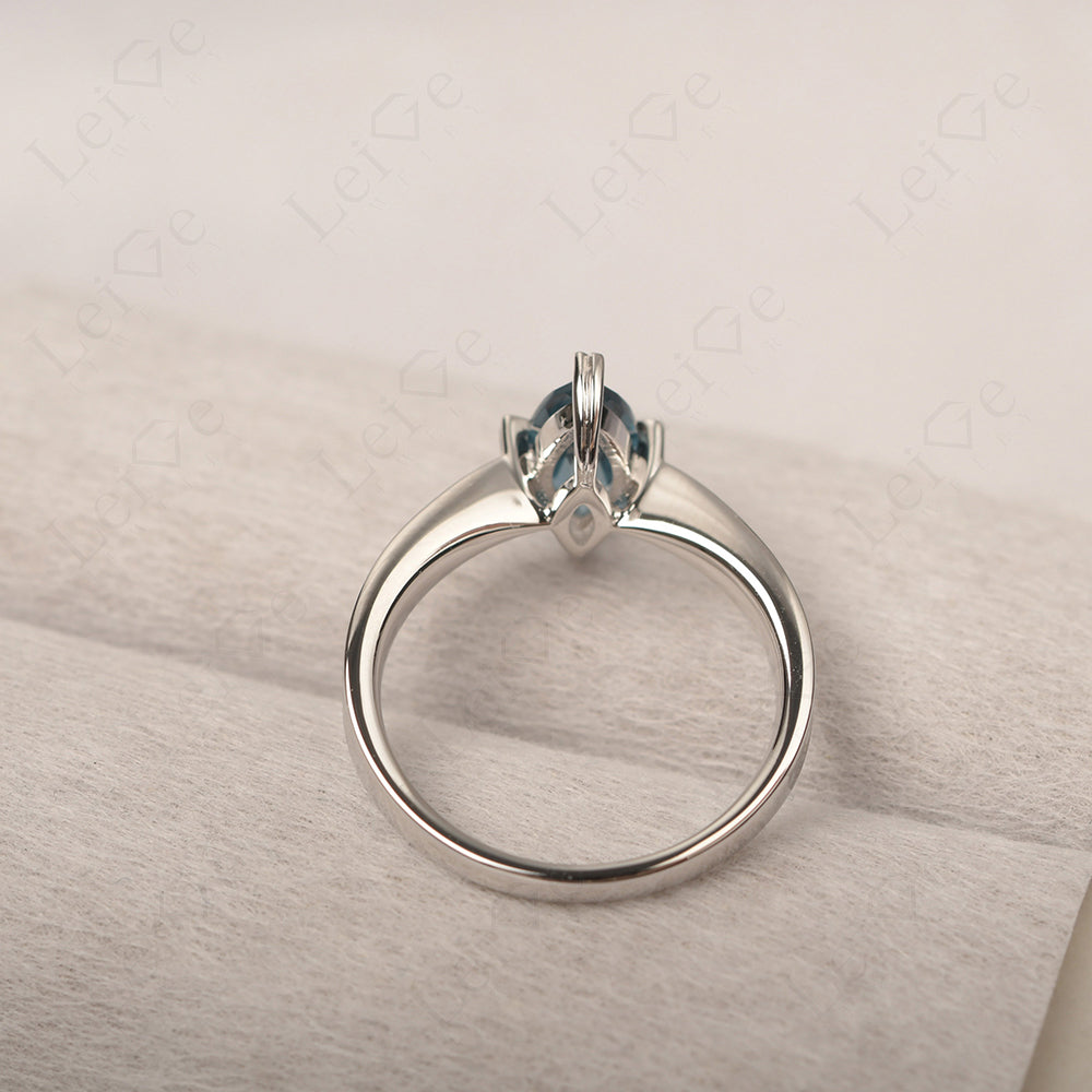 London Blue Topaz Wedding Ring Marquise Solitaire Ring