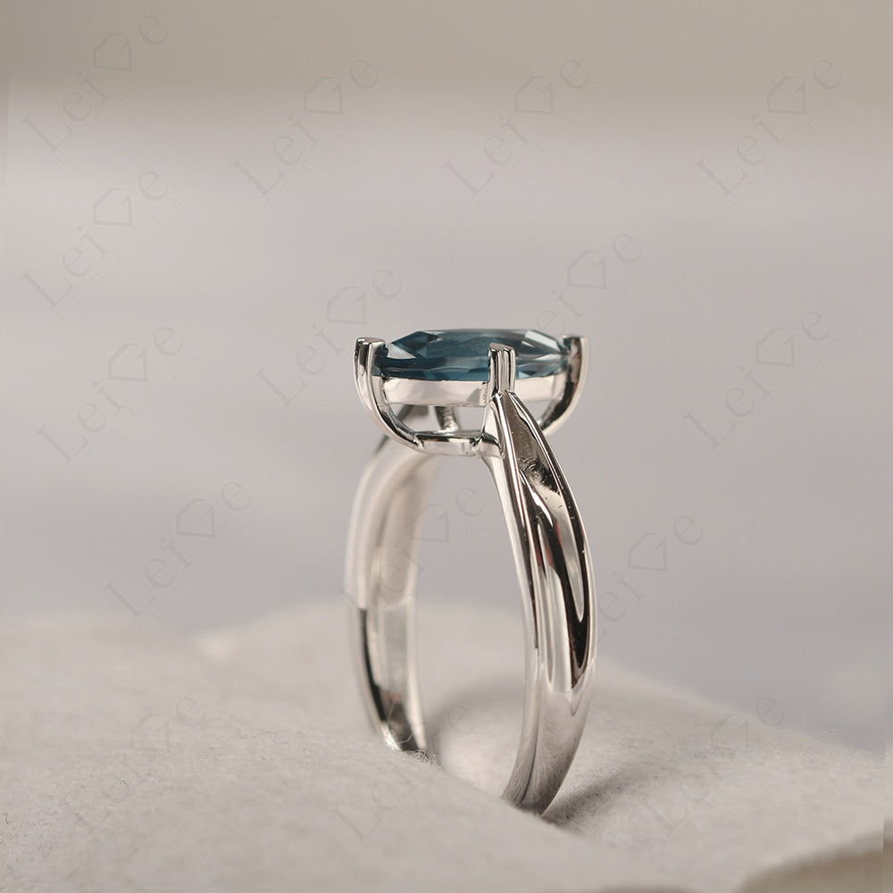 London Blue Topaz Wedding Ring Marquise Solitaire Ring