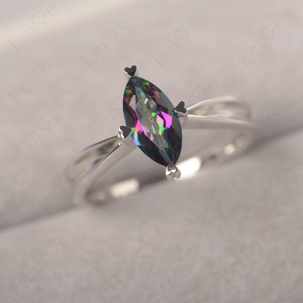 Mystic Topaz Wedding Ring Marquise Solitaire Ring