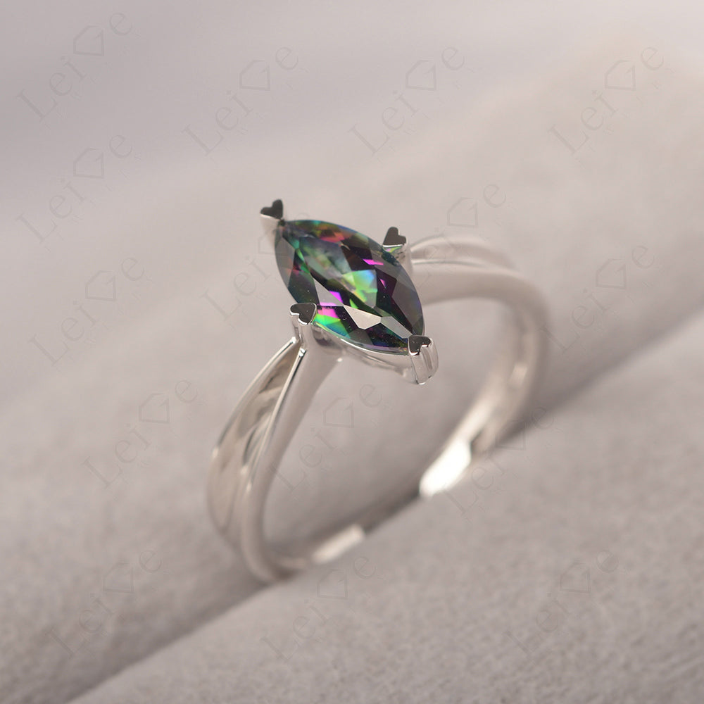 Mystic Topaz Wedding Ring Marquise Solitaire Ring