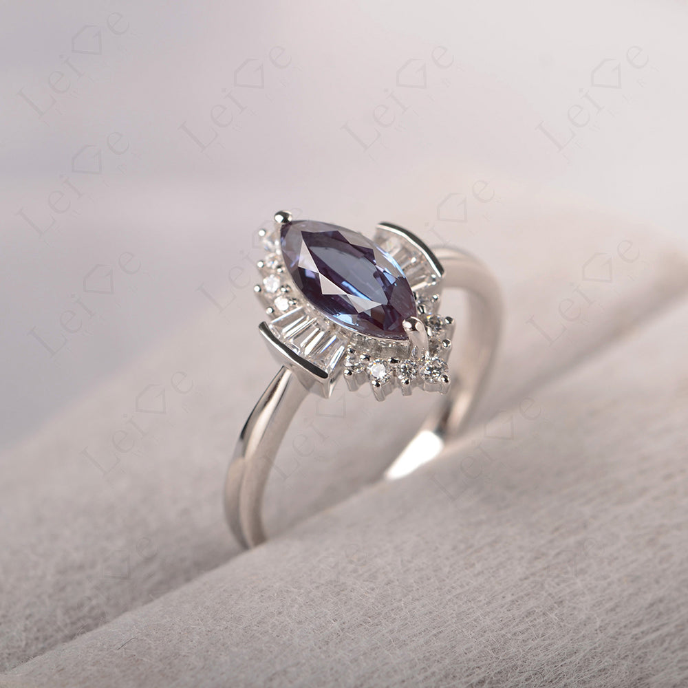 Marquise Alexandrite Engagement Ring White Gold