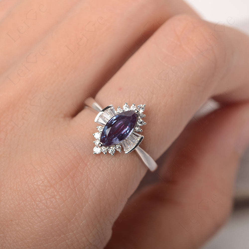 Marquise Alexandrite Engagement Ring White Gold