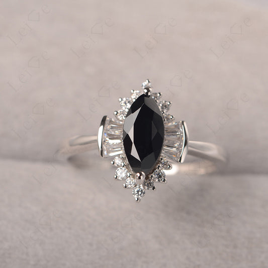 Marquise Black Spinel Engagement Ring White Gold