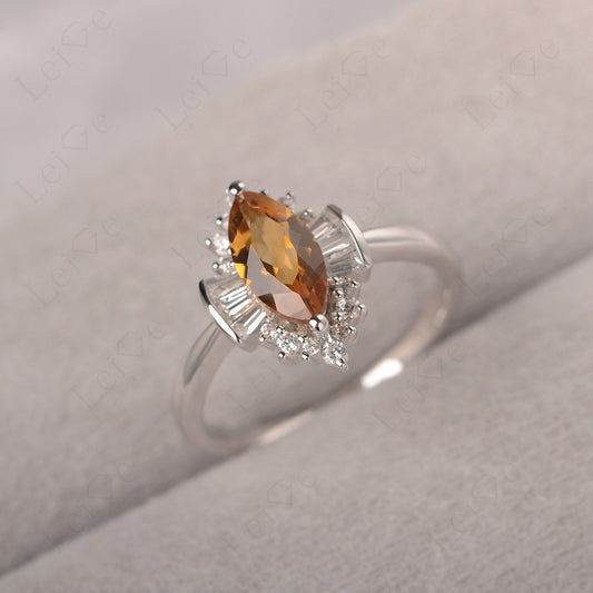 Marquise Citrine Engagement Ring White Gold