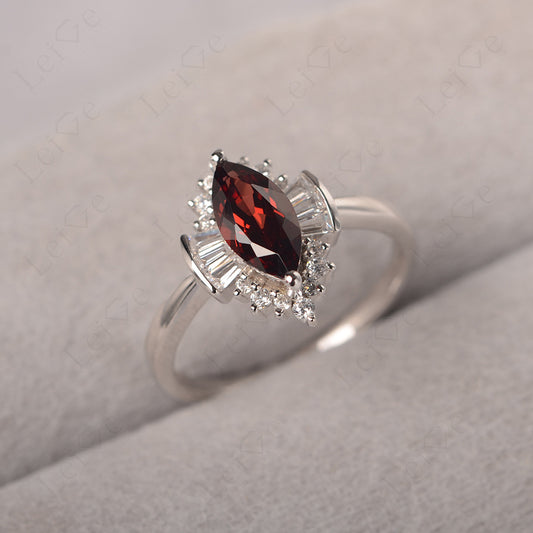 Marquise Garnet Engagement Ring White Gold