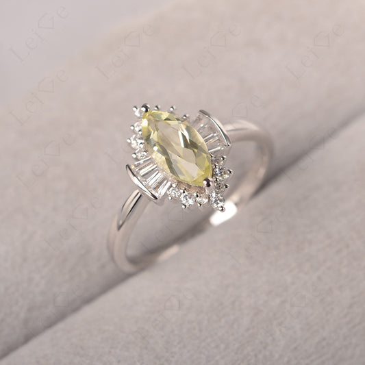 Marquise Lemon Quartz Engagement Ring White Gold