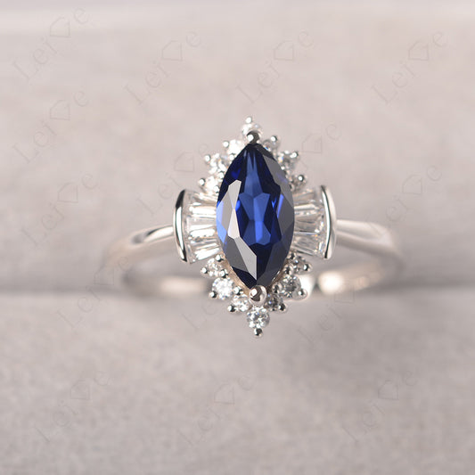 Marquise Sapphire Engagement Ring White Gold
