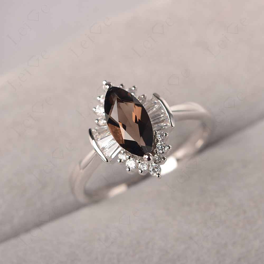 Marquise Smoky Quartz Engagement Ring White Gold