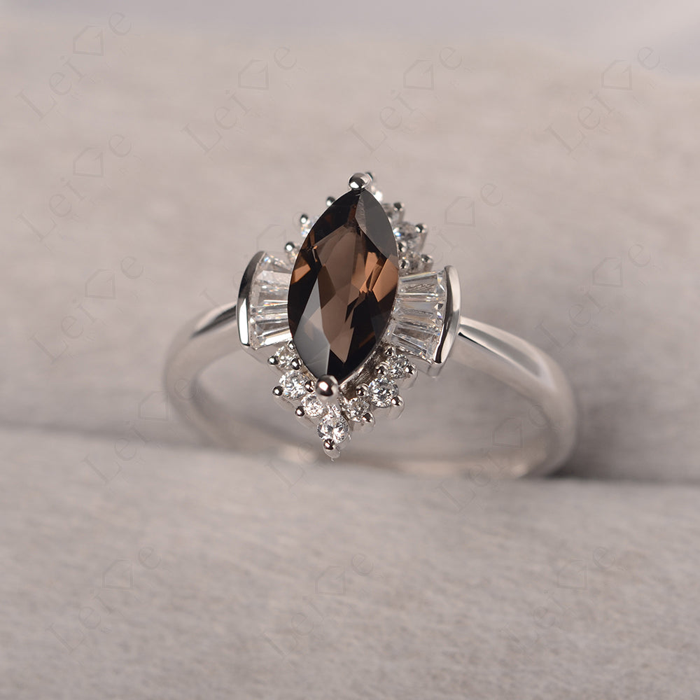 Marquise Smoky Quartz Engagement Ring White Gold