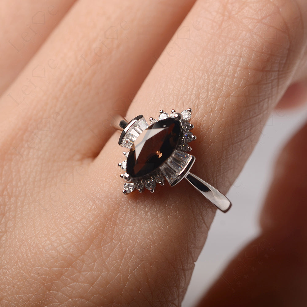 Marquise Smoky Quartz Engagement Ring White Gold