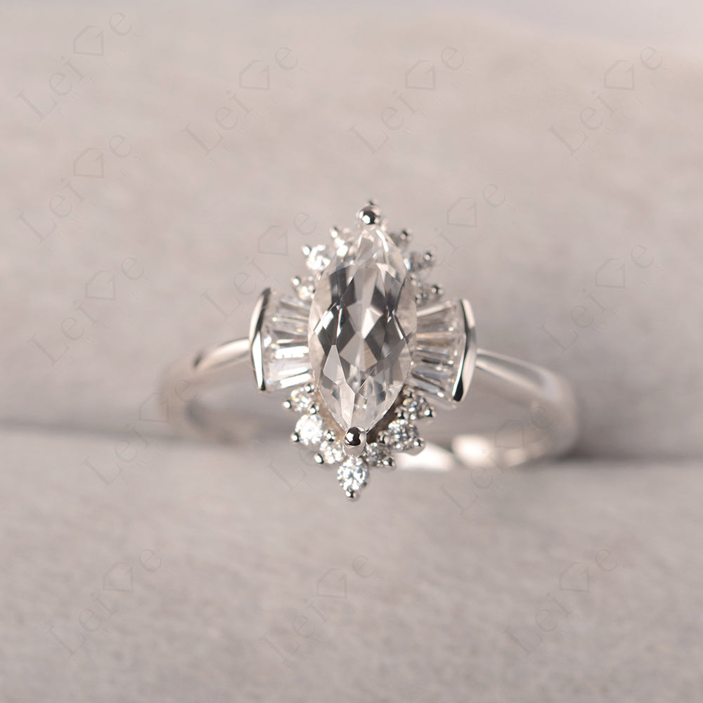 Marquise White Topaz Engagement Ring White Gold